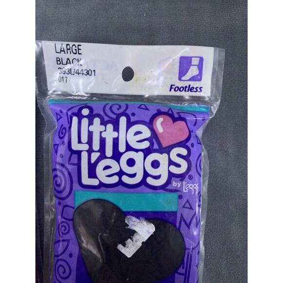 Vintage Little L'eggs Leggs Activity Footless Tights Girls Large Black Pink Lot - Picture 5 of 7